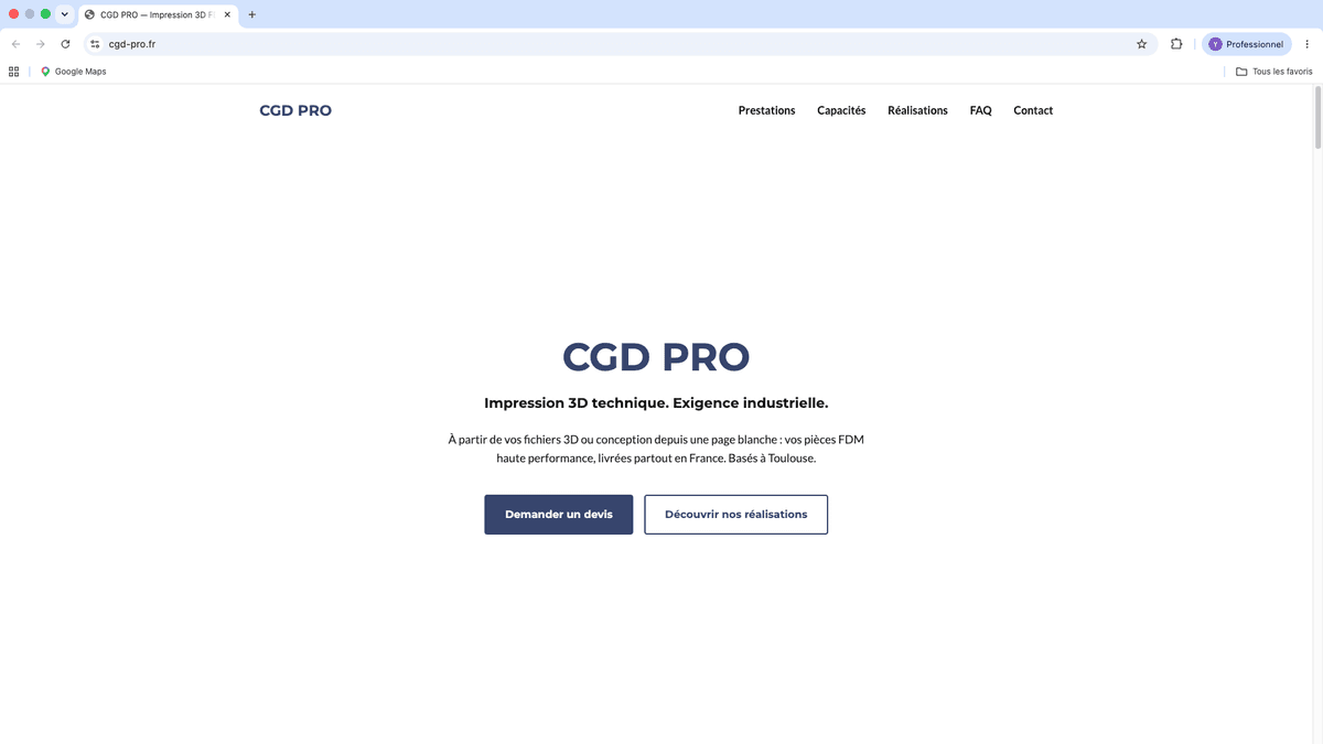 Site CGD Pro — Impression 3D
